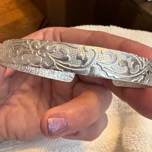 Elegant Pure Silver Floral Bangle